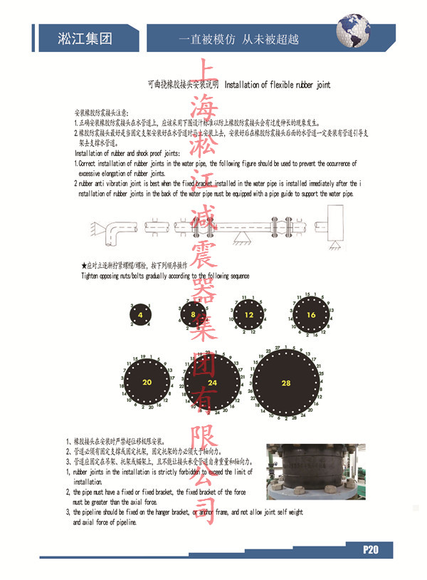 安装可曲绕防震橡胶接头技巧、说明、注意事项